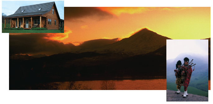 Orange Mountains, Bagpipes, Log Cabin