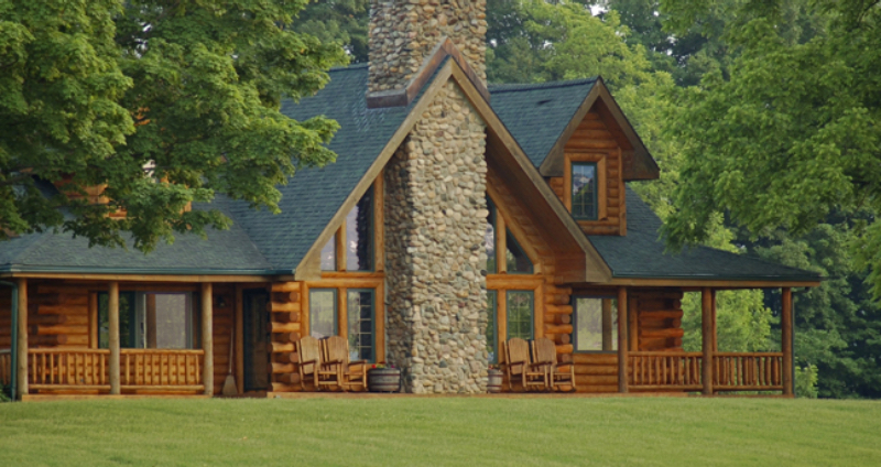 log cabin in the woods