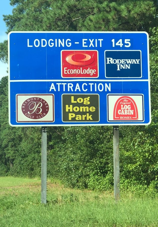 I-95 Log Cabin Homes sign
